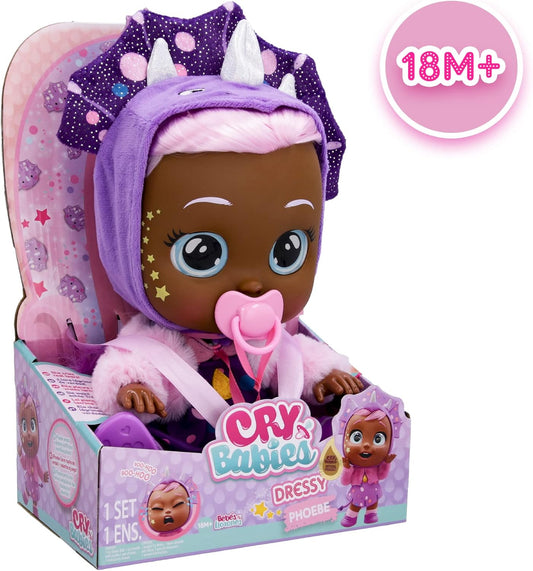 Cry Babies Dressy Fantasy Phoebe  Muñeca interactiva con llanto real bebes niñas