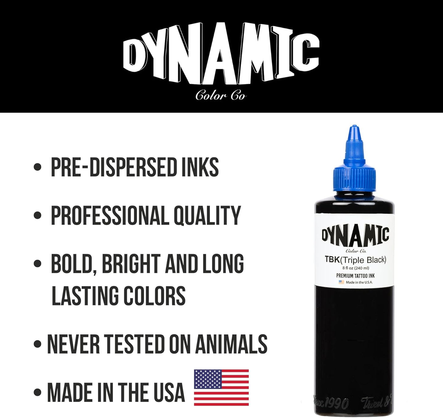 TINTA DYNAMIC TATTOO TATUAJE INK PIGMENTO NEGRO TRIPLE BLACK DYNAMIC 8Oz