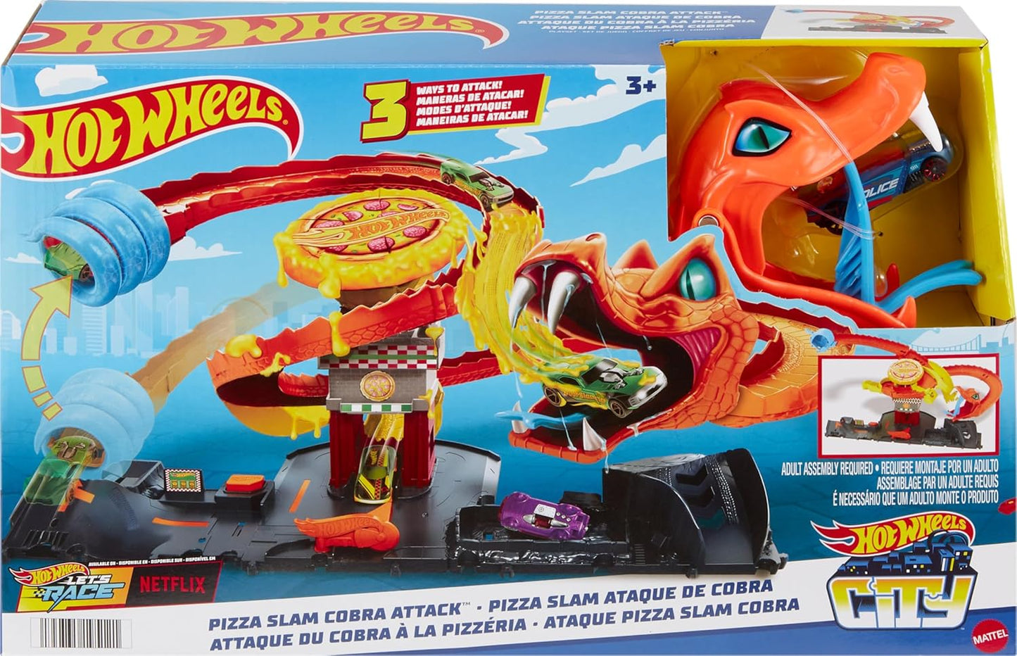 Wheels City Toy Car Track Set - Pizza Slam Cobra Attack Playset carros niños juguetes