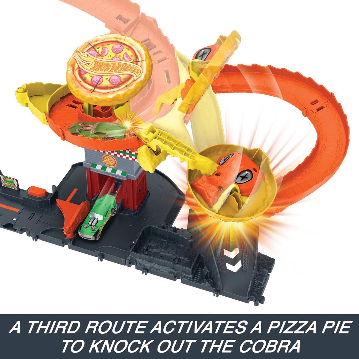 Wheels City Toy Car Track Set - Pizza Slam Cobra Attack Playset carros niños juguetes